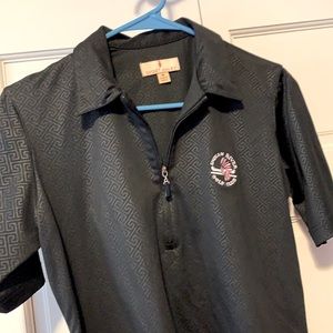 👱‍♀️2/$10👱‍♀️Sport Haley M zip polo collar black geometric pattern shirt